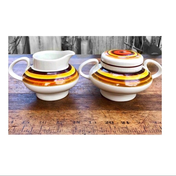 Mid Century Modern Vintage Sugar Bowl Creamer Set - Picture 5 of 7